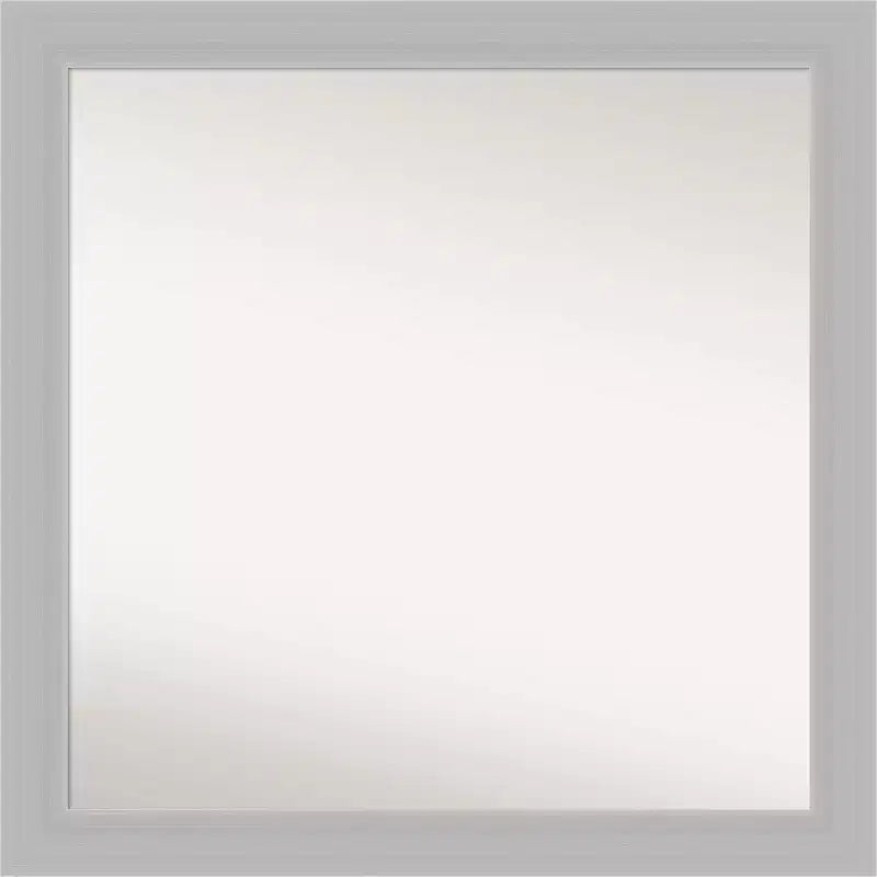 30" x 30" Non-Beveled Wood Bathroom Wall Mirror Brushed Sterling Silver - Amanti Art