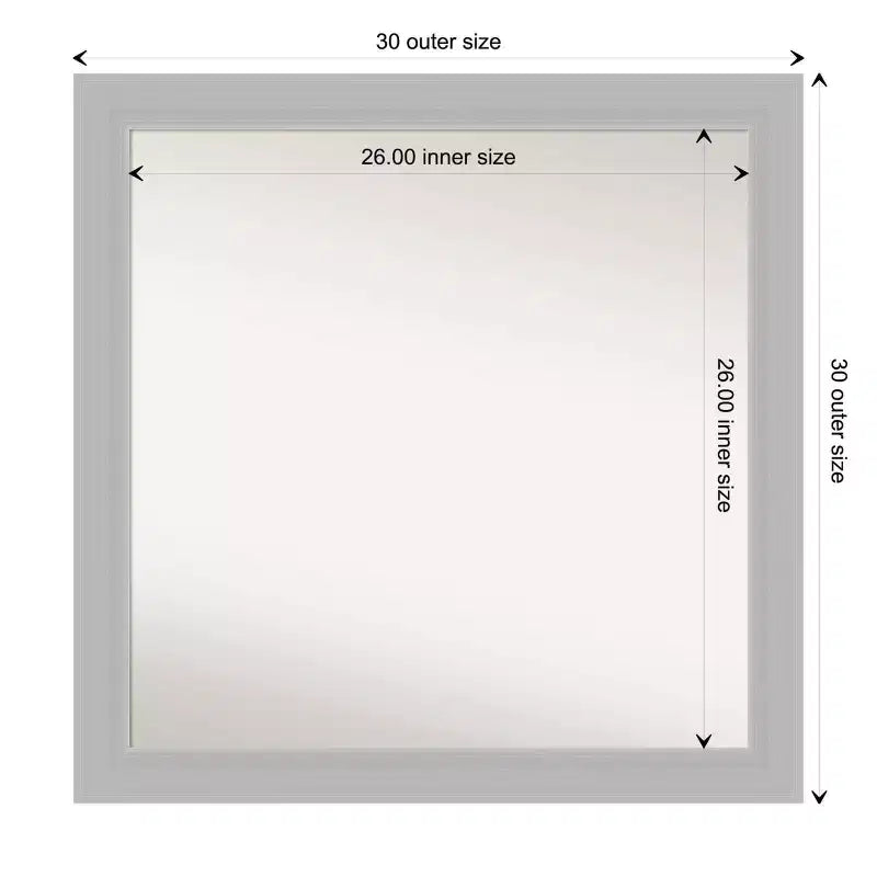 Specchio da bagno a parete in legno da 30" x 30" non smussato, argento sterling spazzolato