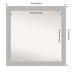 Specchio da bagno a parete in legno da 30" x 30" non smussato, argento sterling spazzolato