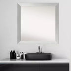 Specchio da bagno a parete in legno da 30" x 30" non smussato, argento sterling spazzolato