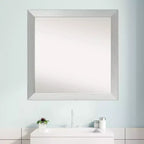 Specchio da bagno a parete in legno da 30" x 30" non smussato, argento sterling spazzolato