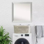 Specchio da bagno a parete in legno da 30" x 30" non smussato, argento sterling spazzolato