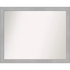31" x 25" Non-Beveled Vista Brushed Nickel Narrow Bathroom Wall Mirror - Amanti Art: Rectangle, Polystyrene Frame, Wall Mounted