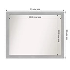 Specchio da parete stretto per bagno Vista in nickel spazzolato non bisellato 31" x 25": Rettangolare, Cornice in polistirene, Montaggio a parete