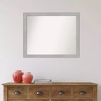 Specchio da parete stretto per bagno Vista in nickel spazzolato non bisellato 31" x 25": Rettangolare, Cornice in polistirene, Montaggio a parete
