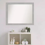 Specchio da parete stretto per bagno Vista in nickel spazzolato non bisellato 31" x 25": Rettangolare, Cornice in polistirene, Montaggio a parete