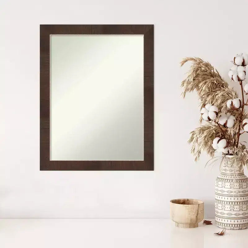 Specchio da parete stretto 21" x 27" Wildwood Brown non smussato