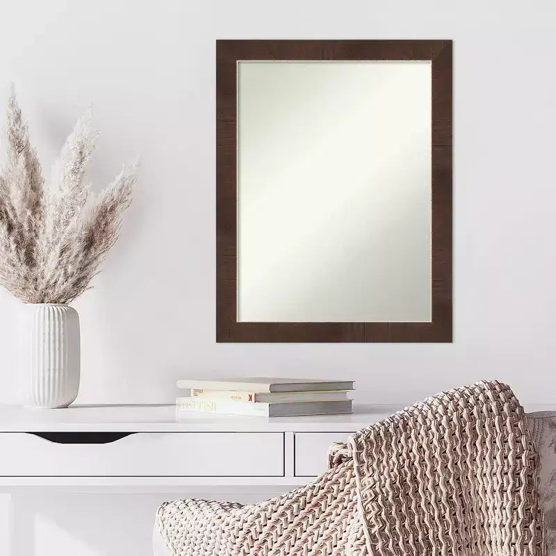 Specchio da parete stretto 21" x 27" Wildwood Brown non smussato