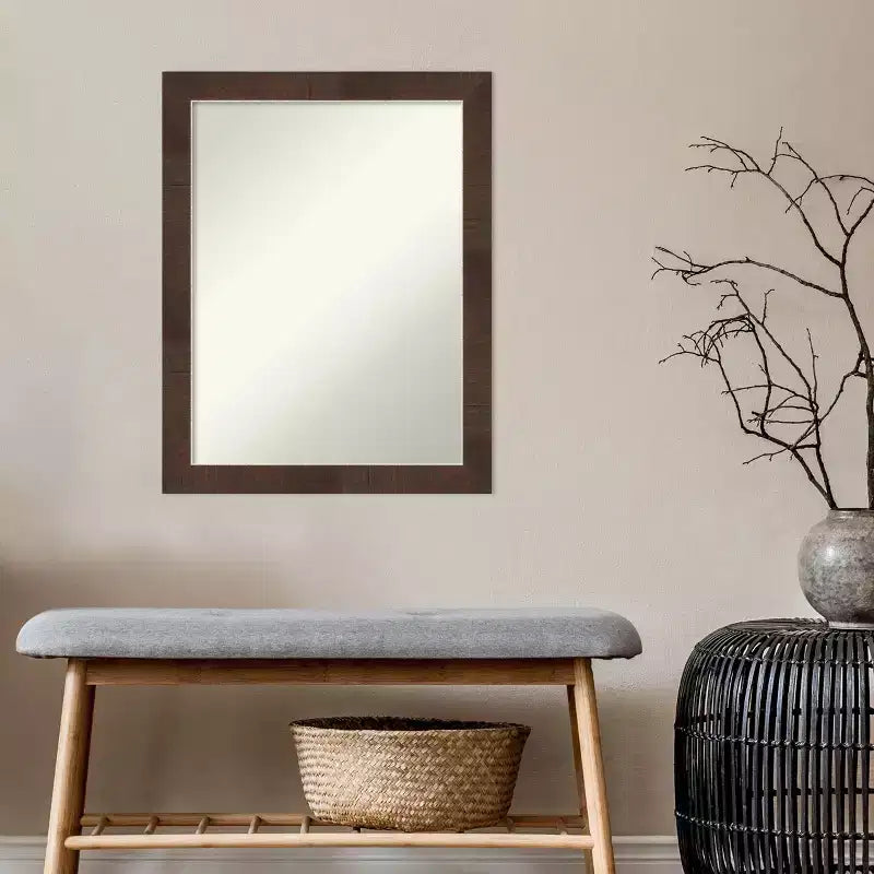 Specchio da parete stretto 21" x 27" Wildwood Brown non smussato