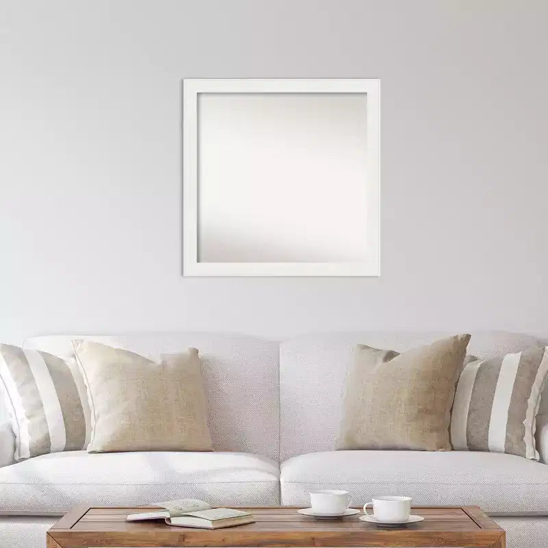 Specchio da parete bianco stretto per mobile bagno, 30" x 30", senza bordi smussati