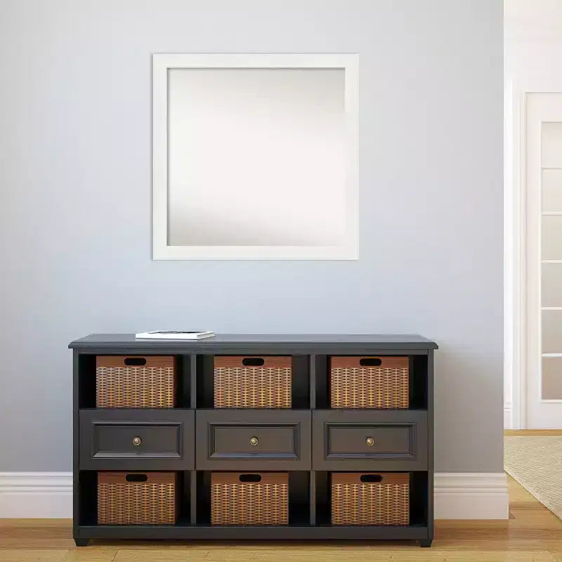 Specchio da parete bianco stretto per mobile bagno, 30" x 30", senza bordi smussati