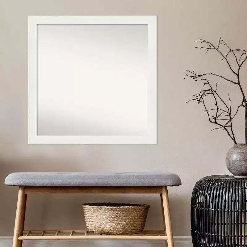 Specchio da parete bianco stretto per mobile bagno, 30" x 30", senza bordi smussati