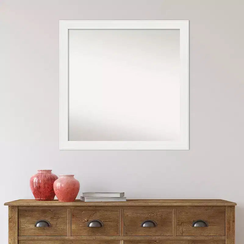 Specchio da parete bianco stretto per mobile bagno, 30" x 30", senza bordi smussati