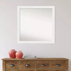 Specchio da parete bianco stretto per mobile bagno, 30" x 30", senza bordi smussati