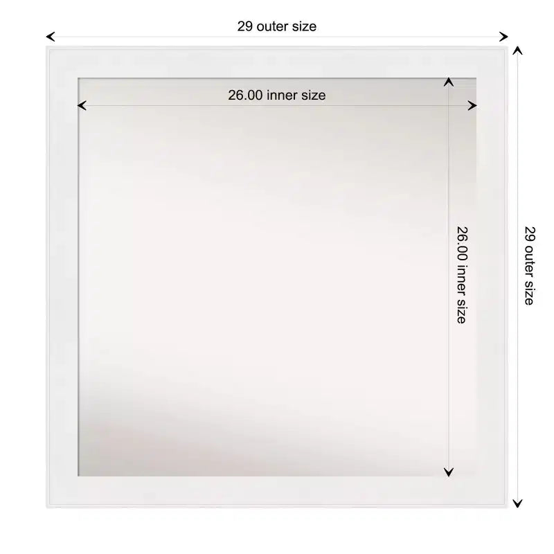 Specchio da parete bianco stretto per mobile bagno, 30" x 30", senza bordi smussati