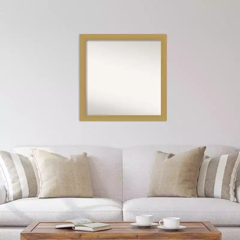 Specchio da parete Grace quadrato moderno da 30" x 30" con cornice in polistirene, oro spazzolato, non smussato