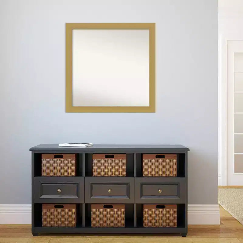 Specchio da parete Grace quadrato moderno da 30" x 30" con cornice in polistirene, oro spazzolato, non smussato