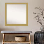 Specchio da parete Grace quadrato moderno da 30" x 30" con cornice in polistirene, oro spazzolato, non smussato