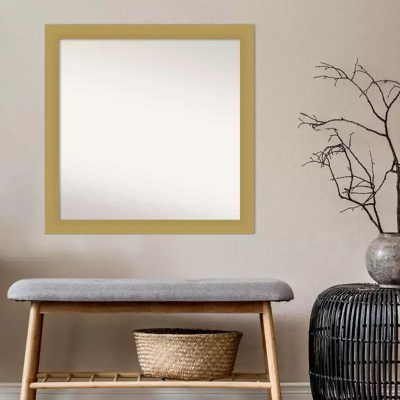 Specchio da parete Grace quadrato moderno da 30" x 30" con cornice in polistirene, oro spazzolato, non smussato