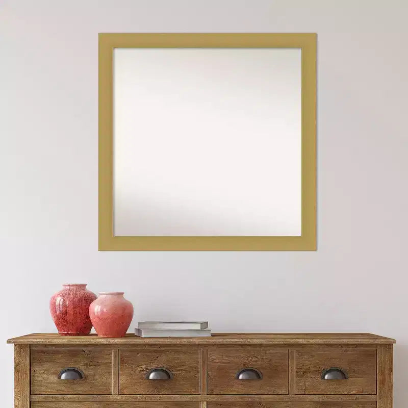 Specchio da parete Grace quadrato moderno da 30" x 30" con cornice in polistirene, oro spazzolato, non smussato
