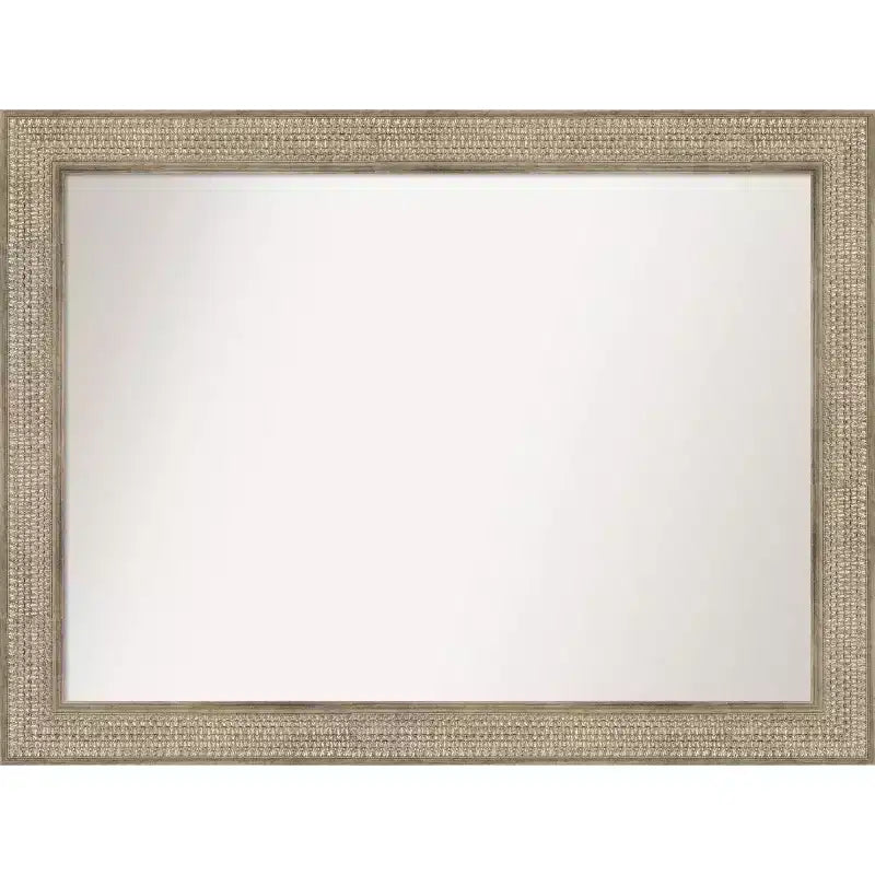 Amanti Art 44"x33" Non-Beveled Trellis Silver Wood Wall Mirror : Modern Design, Includes Mounting Hardware