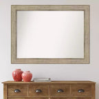 Specchio da parete in legno argentato con motivo a traliccio, senza bordi smussati, 44"x33": design moderno, ferramenta di montaggio inclusa