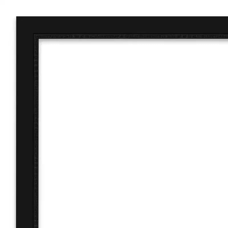 Specchio da parete stretto nero Avon non smussato 38" x 26": moderna cornice in polistirene, hardware di montaggio incluso