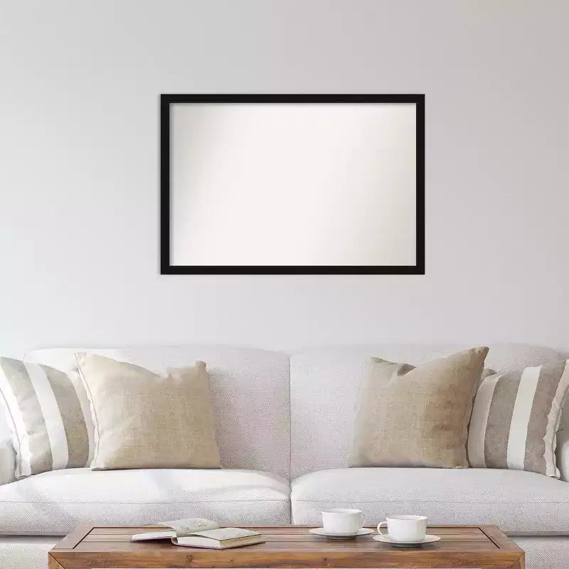 Specchio da parete stretto nero Avon non smussato 38" x 26": moderna cornice in polistirene, hardware di montaggio incluso