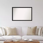 Specchio da parete stretto nero Avon non smussato 38" x 26": moderna cornice in polistirene, hardware di montaggio incluso