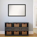 Specchio da parete stretto nero Avon non smussato 38" x 26": moderna cornice in polistirene, hardware di montaggio incluso
