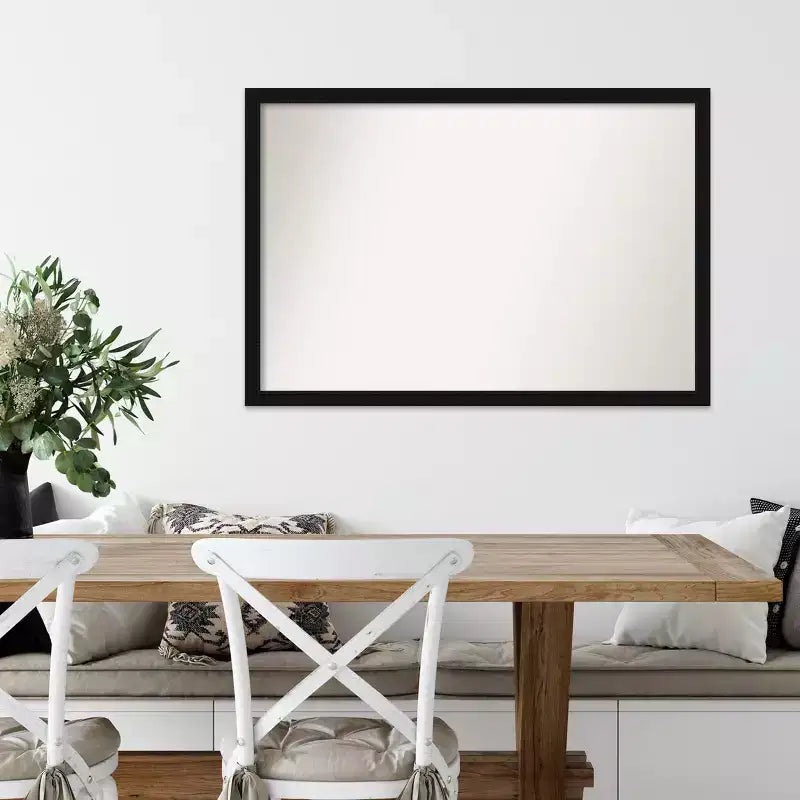 Specchio da parete stretto nero Avon non smussato 38" x 26": moderna cornice in polistirene, hardware di montaggio incluso