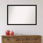 Specchio da parete stretto nero Avon non smussato 38" x 26": moderna cornice in polistirene, hardware di montaggio incluso