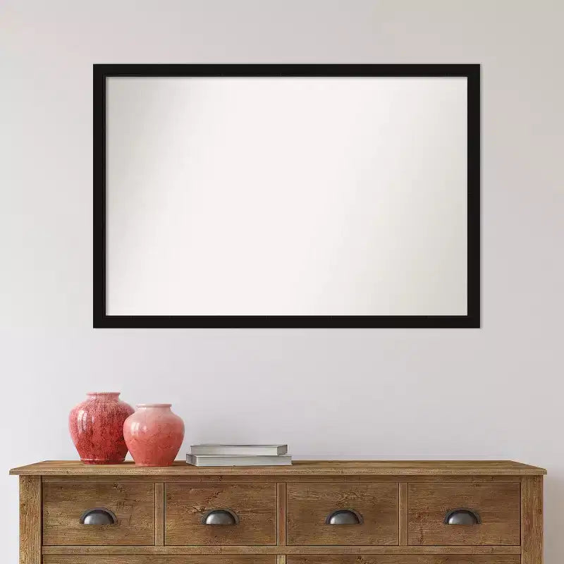 Specchio da parete stretto nero Avon non smussato 38" x 26": moderna cornice in polistirene, hardware di montaggio incluso