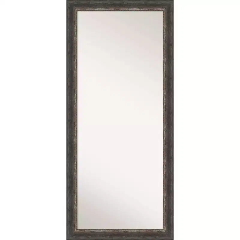 29" x 65" Non-Beveled Bark Rustic Char Full Length Floor Leaner Mirror - Amanti Art