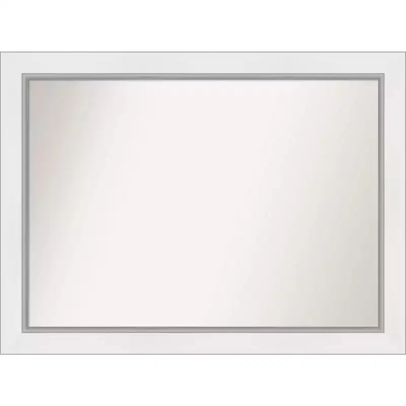 44" x 33" Non-Beveled Eva Bathroom Wall Mirror White - Amanti Art: Modern Rectangle, Polystyrene Frame