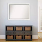 Specchio da parete per bagno Eva non smussato 44" x 33" Bianco: Rettangolare Moderno, Cornice in Polistirene
