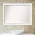 Specchio da parete per bagno Eva non smussato 44" x 33" Bianco: Rettangolare Moderno, Cornice in Polistirene