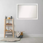 Specchio da parete per bagno Eva non smussato 44" x 33" Bianco: Rettangolare Moderno, Cornice in Polistirene