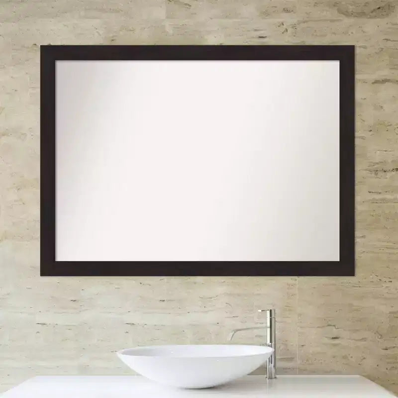 Specchio da parete rettangolare moderno marrone scuro 42" x 31": Include hardware di montaggio