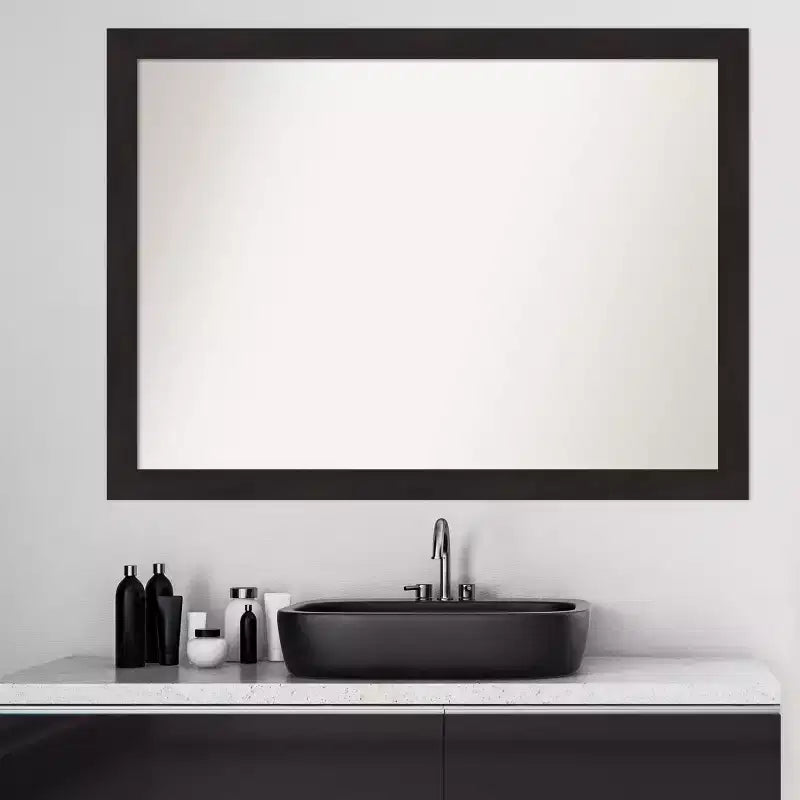 Specchio da parete rettangolare moderno marrone scuro 42" x 31": Include hardware di montaggio