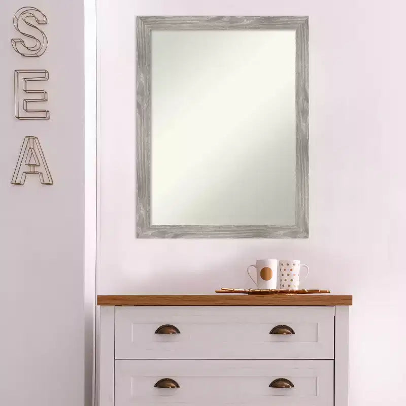 Specchio da parete quadrato per bagno 21" x 27" Dove, senza smussatura, finitura grigio lavato