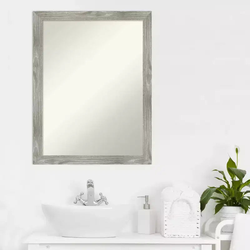 Specchio da parete quadrato per bagno 21" x 27" Dove, senza smussatura, finitura grigio lavato