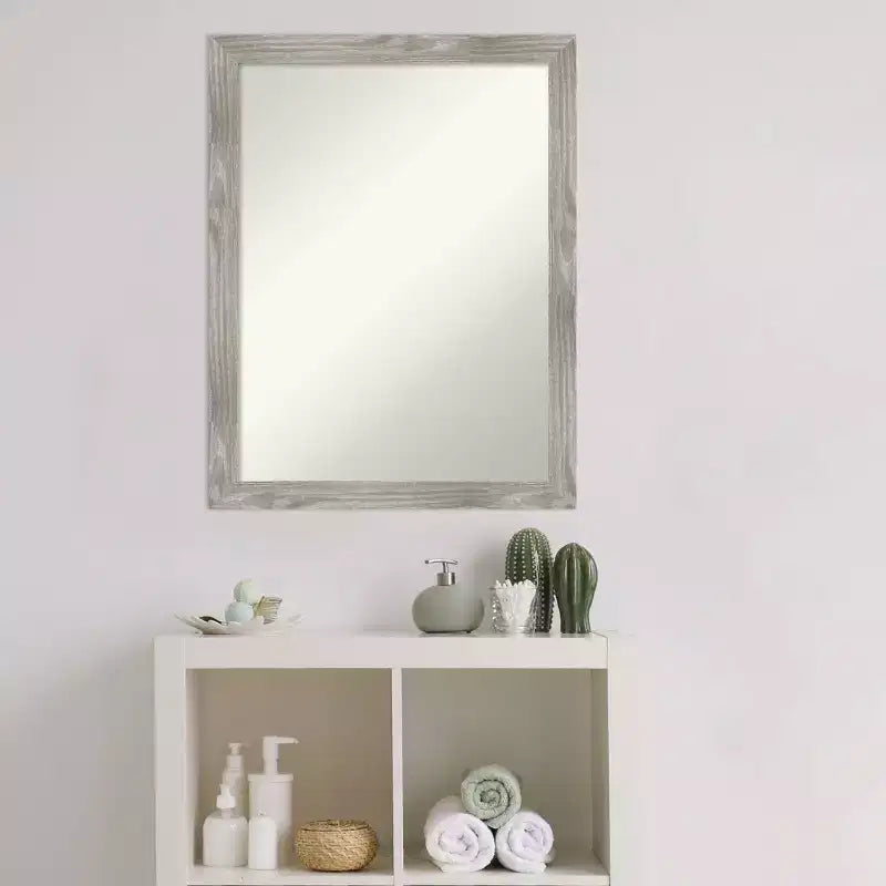 Specchio da parete quadrato per bagno 21" x 27" Dove, senza smussatura, finitura grigio lavato