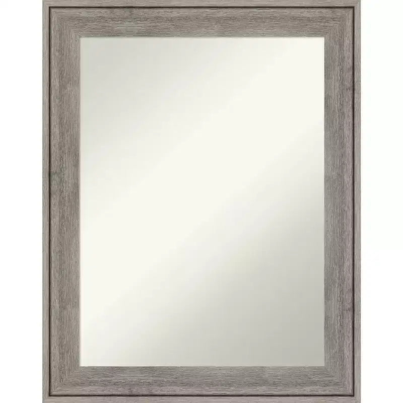 23" x 29" Non-Beveled Regis Barnwood Gray Wood Bathroom Wall Mirror - Amanti Art