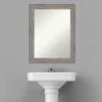 Specchio da Parete per Bagno 23" x 29" in Legno Grigio Antico Regis, Senza Bordo Smussato