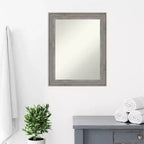 Specchio da Parete per Bagno 23" x 29" in Legno Grigio Antico Regis, Senza Bordo Smussato
