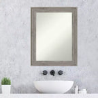 Specchio da Parete per Bagno 23" x 29" in Legno Grigio Antico Regis, Senza Bordo Smussato