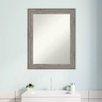 Specchio da Parete per Bagno 23" x 29" in Legno Grigio Antico Regis, Senza Bordo Smussato