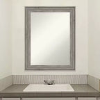 Specchio da Parete per Bagno 23" x 29" in Legno Grigio Antico Regis, Senza Bordo Smussato