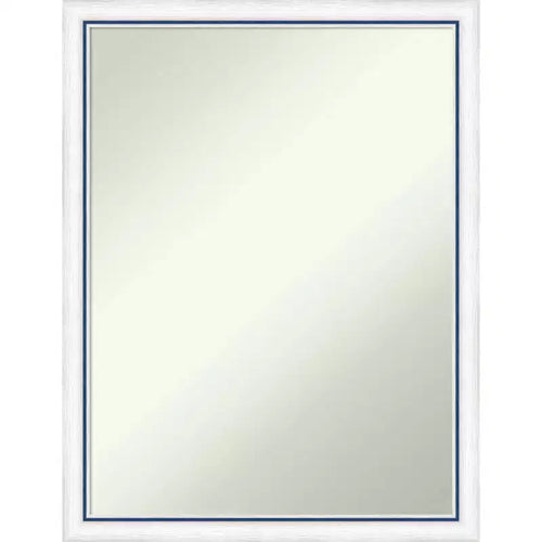 20"x26" Non-Beveled Morgan Wood Bathroom Wall Mirror White/Blue - Amanti Art: Modern Style, Wood Frame, Wall Mounted